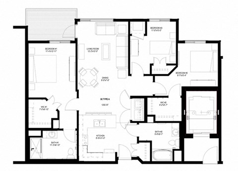 3 Bedroom Floor Plan